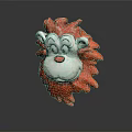 Cartoon Red Monkey Head With Orange Mane White Face And Red Nose