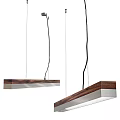 Modern Pendant Lights With Walnut Wood And Silver Metal Rectangular Design For Interior Decor 3d model