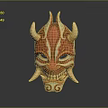 Red Decorative Mask With Horns Tusks And Traditional Patterns For Home Living Essentials