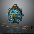 Turtle Shell Shaped Decorative Bag With Turquoise Ornaments Gold Details And Leather Strap