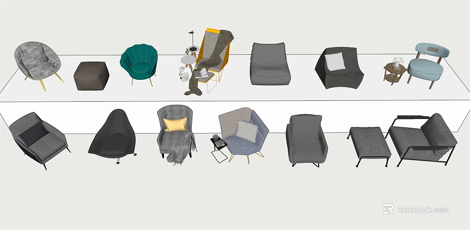 Single Sofa Collection Featuring Modern Design Comfortable Cushions And Various Colors 3d model