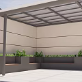 Outdoor Canopy With Transparent Roof Metal Frame In Patio Area White Floor Green Plants Along Wall