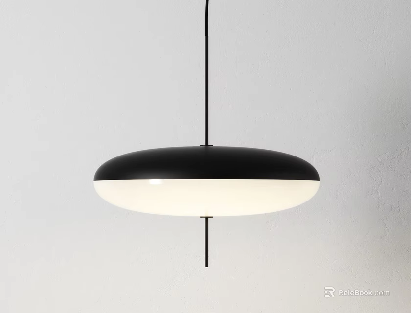 Modern Black White Circular Pendant Light With Minimalist Sleek Design And Soft Glow 3d model 