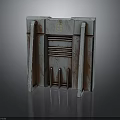 Vintage Gray Textured Furniture With Decorative Ornament And Grille Structure