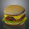 Delicious Cheeseburger With Sesame Bun Beef Patty Cheese Lettuce And Tomato