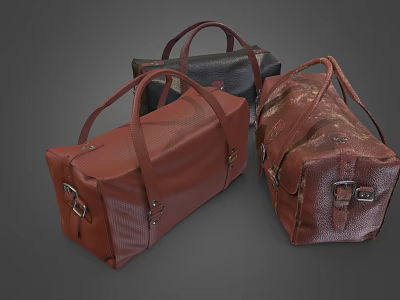 Stylish Leather Handbags In Different Colors With Durable Handles And Metal Buckles 3d model