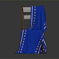 Wooden Chair Covered With Blue Cloth Adorned With White Star Patterns