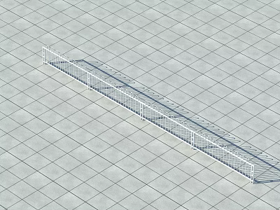 White Metal Fence With Long Structure Placed On Grid Floor Surface 3d model