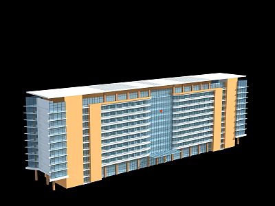 Modern Multi Storey Architecture Featuring Glass Curtain Wall Yellow Exterior Windows And Balconies 3d model