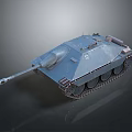 3D Model of Military Gray Tank with Long Cannon and Tracks