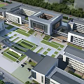 Modern School Buildings With Spacious Campus Plaza Green Spaces And Parking Areas
