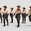 Cowgirl European American Woman Game Figure Hunter 3d model