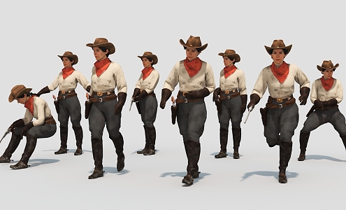 Cowgirl European American Woman Game Figure Hunter 3d model