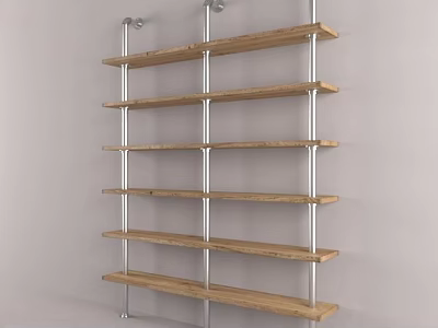 Modern Wall Mounted Wooden Shelves With Metal Frames And Sleek Design 3d model