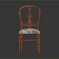 Ornate Single Chair With Orange Metal Frame And Patterned Cushion