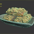 Crunchy Golden Baked Snacks With Granular Surface Stacked On White Plate