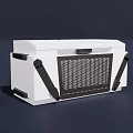 Durable White Storage Box With Black Straps And Mesh Front Panel Design