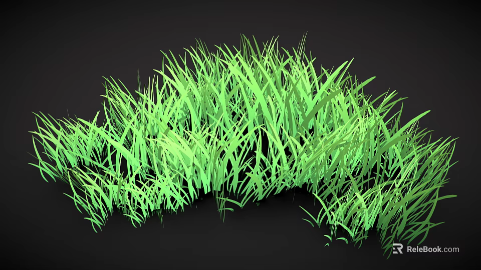 Green Grass With Slender Leaves And Lush Dense Growth In 3D Rendering 3d model 