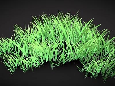 Green Grass With Slender Leaves And Lush Dense Growth In 3D Rendering 3d model