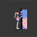 Vibrant Commercial Vending Machine With Pink Hair Doll Blue Exterior And White Floor Lines