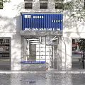 Education Institution Storefront With Blue Signboard Glass Door Pedestrian And Silver Car In Urban Street