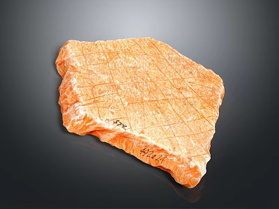 Natural Orange Stone with Grid Surface Scratches and Wood Material in Raw State 3d model