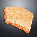 Natural Orange Stone with Grid Surface Scratches and Wood Material in Raw State