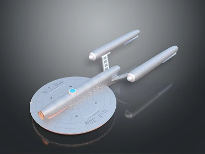 Cosmic Spaceship Model For Interstellar Exploration With Twin Engines And Circular Hull 3d model