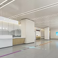 Modern Hospital Lobby Reception Center With Information Desk Direction Lines And Display Screen