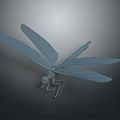 Gray Dragonfly Model With Spread Wings On Dark Background Surface 3d model