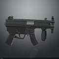 Tactical Submachine Gun Detailed 3D Model With Black Finish And Grip