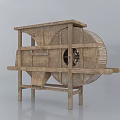 Traditional Agricultural Equipment With Classic Wooden Wheel And Frame Structure