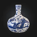 Traditional Blue and White Ceramic Vase with Intricate Dragon Patterns for Home