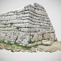 Ancient Stone Wall Ruins Composed Of Stacked Stones Mossy Grass And Base With Dirt Stones