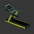 Modern Treadmill With Digital Display And Yellow Black Frame For Fitness