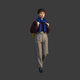Women with schoolbags, girls and students 3d model