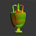 Ancient Decorative Vase With Two Handles Lid And Painted Figures Design 3d model