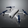 Modern White Drone With Four Blue Propellers And Landing Gear Structure 3d model