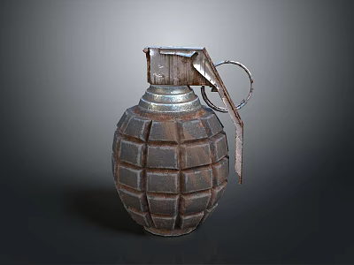 Vintage Military Grenade With Metal Casing Diamond Pattern Fuse And Pull Ring 3d model