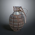 Vintage Military Grenade With Metal Casing Diamond Pattern Fuse And Pull Ring