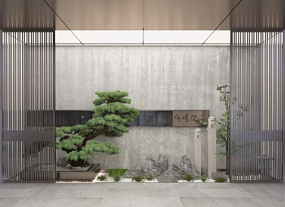 New Chinese style landscape sketch courtyard landscape 3d model