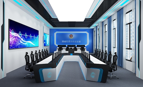 Modern Command Center Console Operation Desk Command Center Office 3d model