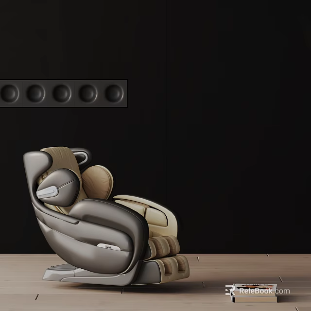 Modern Sleek Massage Chair with Beige Cushions and Leather Upholstery 3d model 