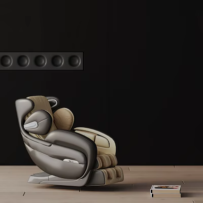 Modern Sleek Massage Chair with Beige Cushions and Leather Upholstery 3d model