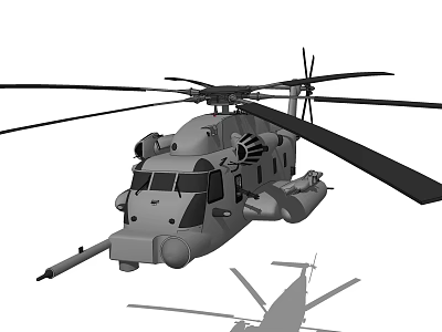 Military Twin Rotor Helicopter With Gray Body And Weapon System 3d model