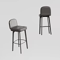 Two Modern Leather Bar Stools With Metal Frames And Upholstered Seats 3d model