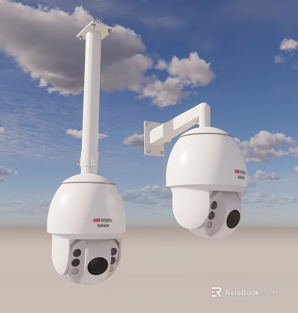 High Quality White Projection Monitoring Dome Cameras Wall And Pole Mounted For Outdoor Security Surveillance 3d model 