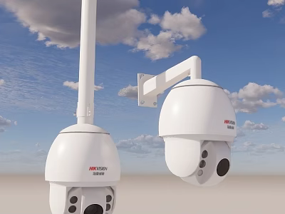 High Quality White Projection Monitoring Dome Cameras Wall And Pole Mounted For Outdoor Security Surveillance 3d model