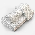 Soft Textured Pink Cotton Towels with Different Sizes Stacked in Bathroom Set