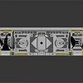 Silver Gray Mechanical Panel Structure With Multiple Doors Yellow Accents And Reflective Surface